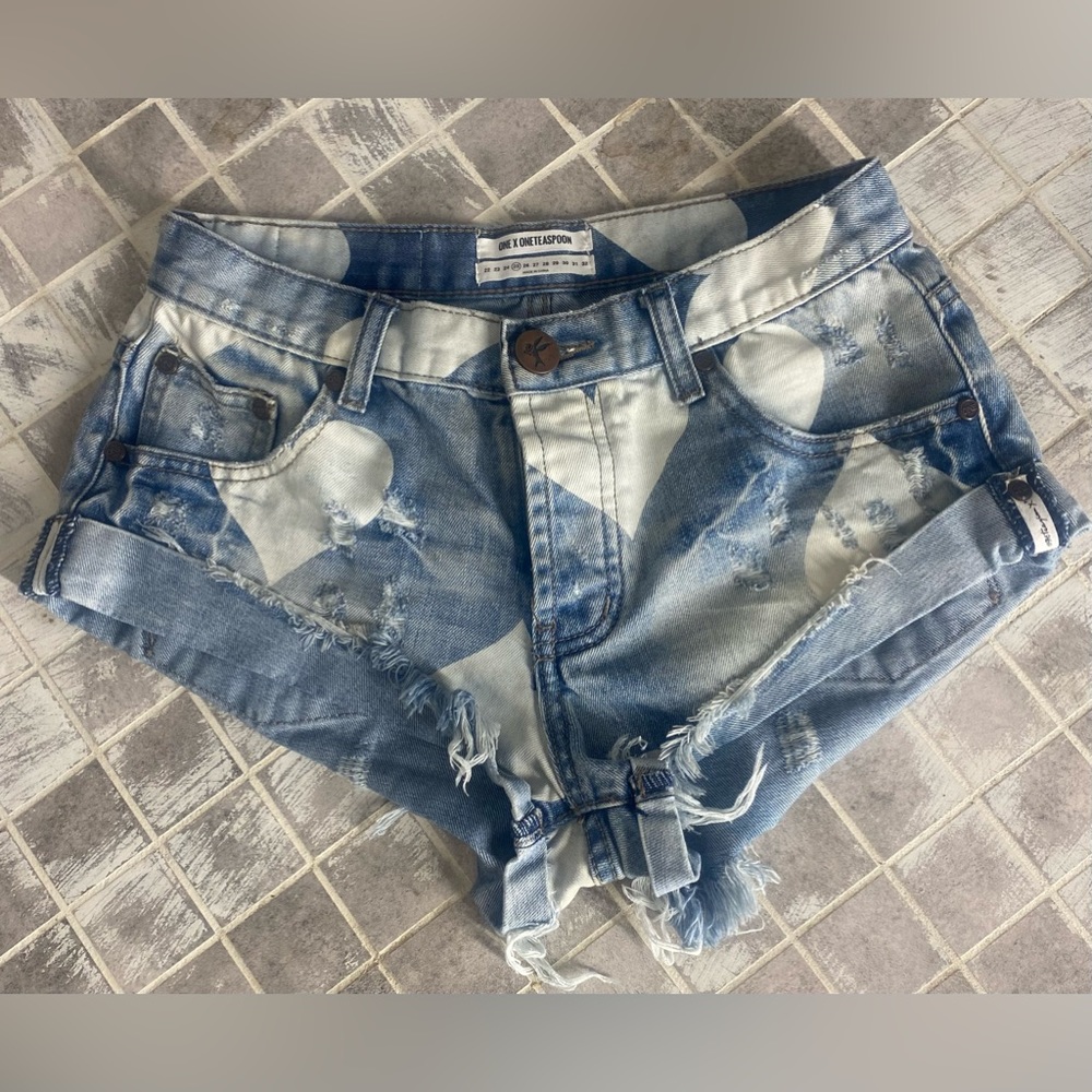 ONE TEASPOON BLUE HEART BANDITS SZ 25 BRAND NEW WITHOUT TAGS